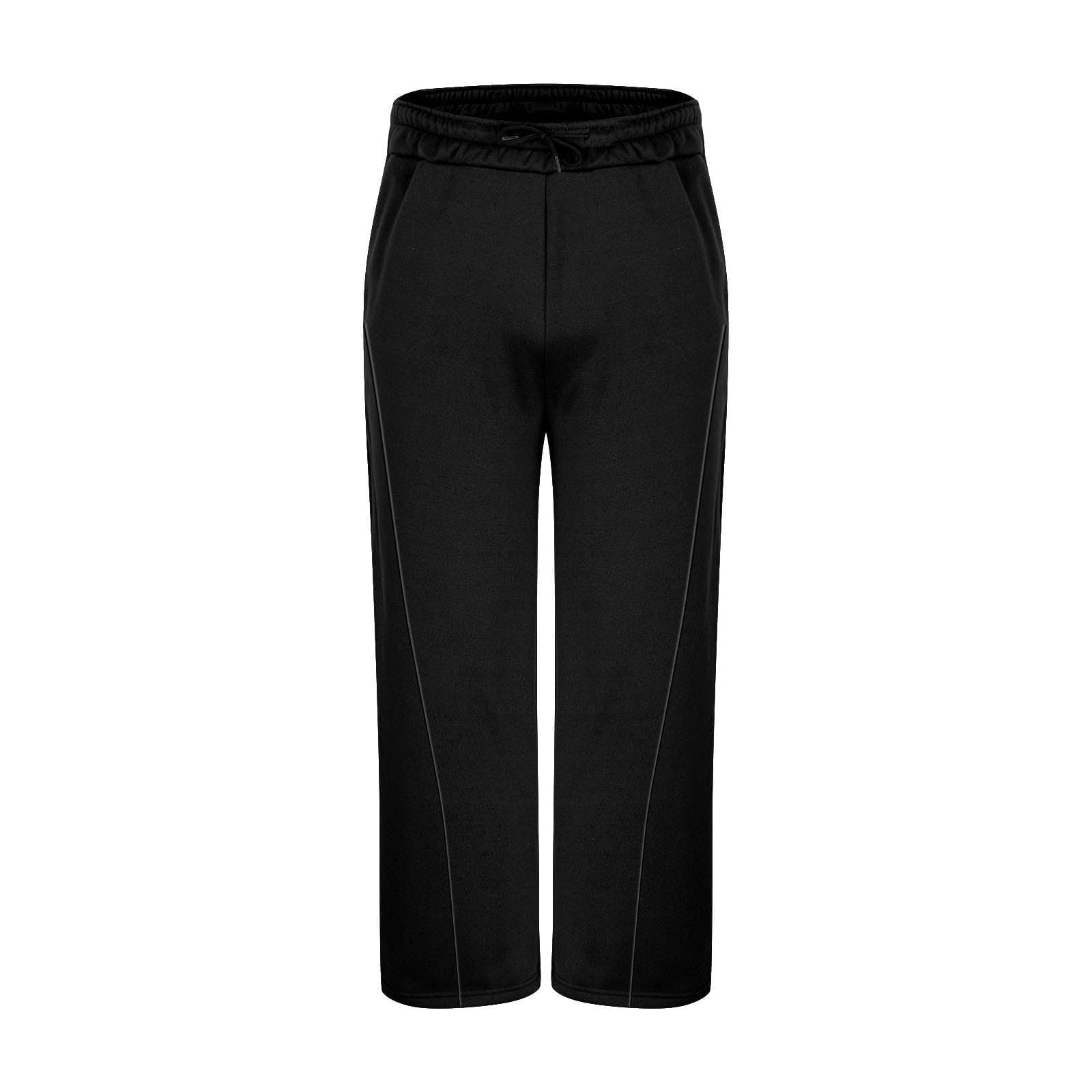Pantaloni da jogging larghi da uomo, in cotone, sportivi, con elastico in vita, gamba larga, con tasche, Y2K, streetwear, per allenamento, tempo libero, danza (nero, XXL)