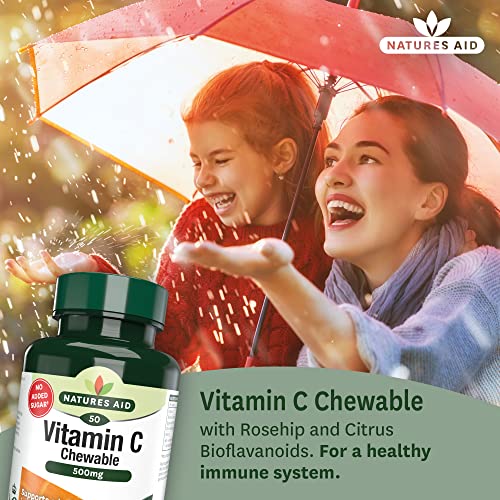 Natures Aid Vitamin C 500mg 50 Chewable Tablets – Supports Immune System & Skin Health - High Strength, Sugar Free, Vegan, Non-GMO – Antioxidant Supplement - Image 3