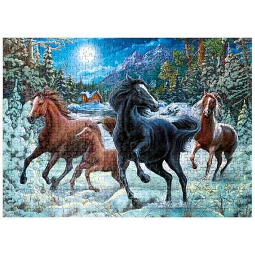 MyPuzzle Winter Horses - Premium 500 Piece Jigsaw Puzzle for Adults
