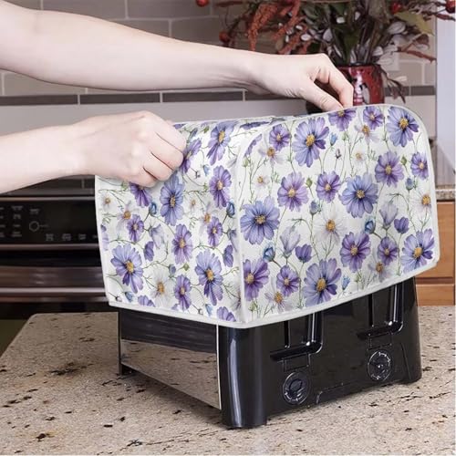 Image of Talayituse Daisy Flower Print Toaster Cover 2 Slice Wide Slot, Lightweight Bread Maker Cover Dust Protection Washable Appliance Bag, S