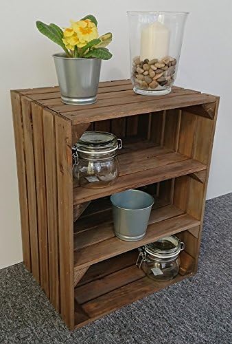 Large Wooden Crate Apple Box Storage Display Unit with 2 Shelfs Vintage Style