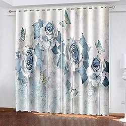 Persianas Para Armarios Leroy Merlin AMDXD Lote de cortinas azul para dormitorio, mariposa, rosa, azul, cortina de poliéster, 214 x 274 cm