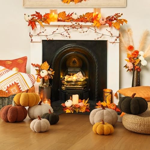 YRXRUS Pumpkin Pillows, Halloween Pumpkin Throw Pillows, Off White Shaped Pillow for Fall Room Decor Gifts, Teddy Fleece Cute 6x12 Inches Halloween Pillow, Accent Fall Pillows