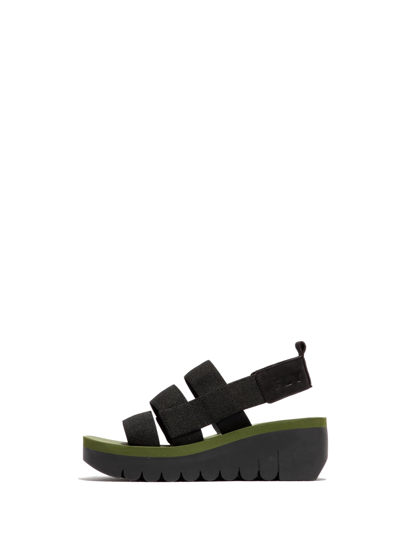 Fly London YERE847FLY, Sandal Women's Fashion Shoes, BLACK/BLACK/ARMY GREEN, 4