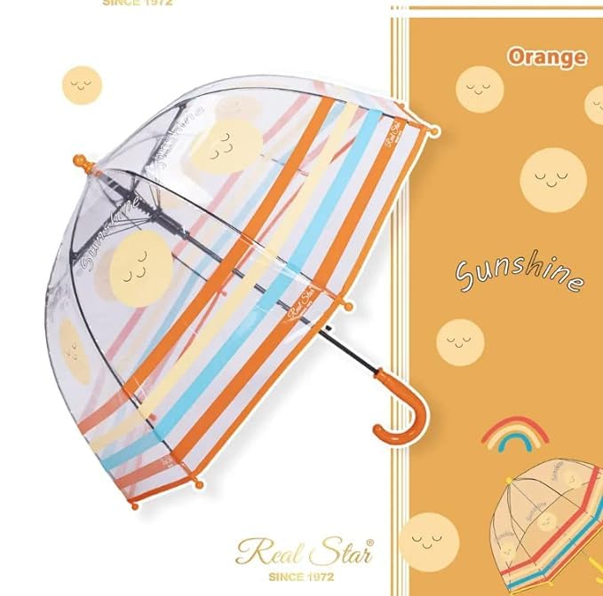 Image of Rainbow Smiling Sun Umbrellas Children Magic Cloud Transparent, See through Dome Umbrella for Children, Umbrella for Girls and Boys, Umbrella for Kids