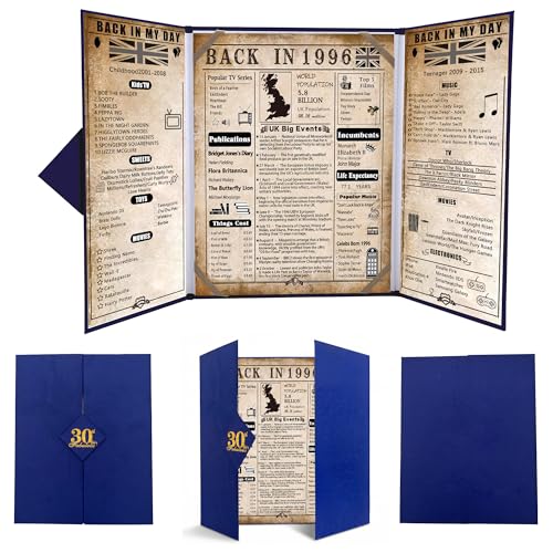 back in 1996 30th Birthday Gifts for Men Blue Tri-Fold Card Poster