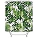 Produktbild LB Duschvorhang Grüne Blätter 150x180CM Tropische Pflanzen Monstera Bad Vorhang Wasserdicht Polyester Stoff Anti-Schimmel Badezimmer Vorhänge mit 12 Haken