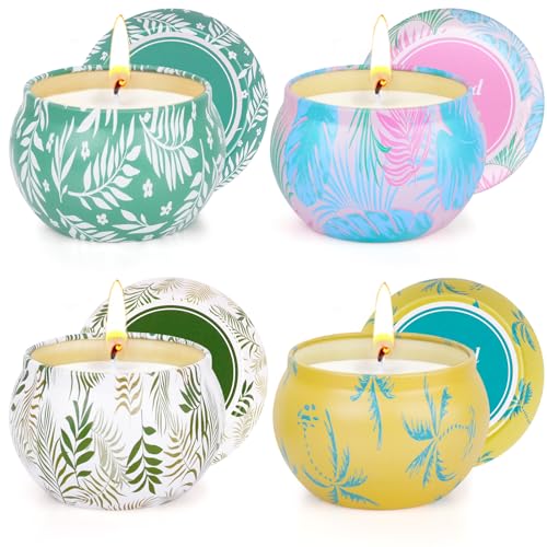 Vela perfumada en vaso, 𝟏𝟎𝟎 𝐒𝐭𝐝.Set de regalo de velas perfumadas para mujer, pequeños obsequios para mujer Navidad, velas de té con cera de soja 100% natural 4 piezas Vela perfumada en vaso, 𝟏𝟎𝟎 𝐒𝐭𝐝.Set de regalo de velas perfumadas para mujer, pequeños obsequios para mujer Navidad, velas de té con cera de soja 100% natural 4 piezas