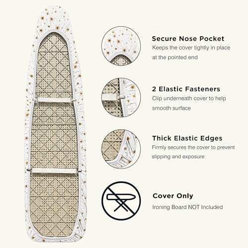 Image of Ironing Board Cover and Pad 15 inchx54 inch Extra Thick Natural Cotton, Scorch and Stain Resistant Padding, Standard Size Iron Board Cover with Fasteners Heavy Duty Elastic Edge, Heatproof Starlight