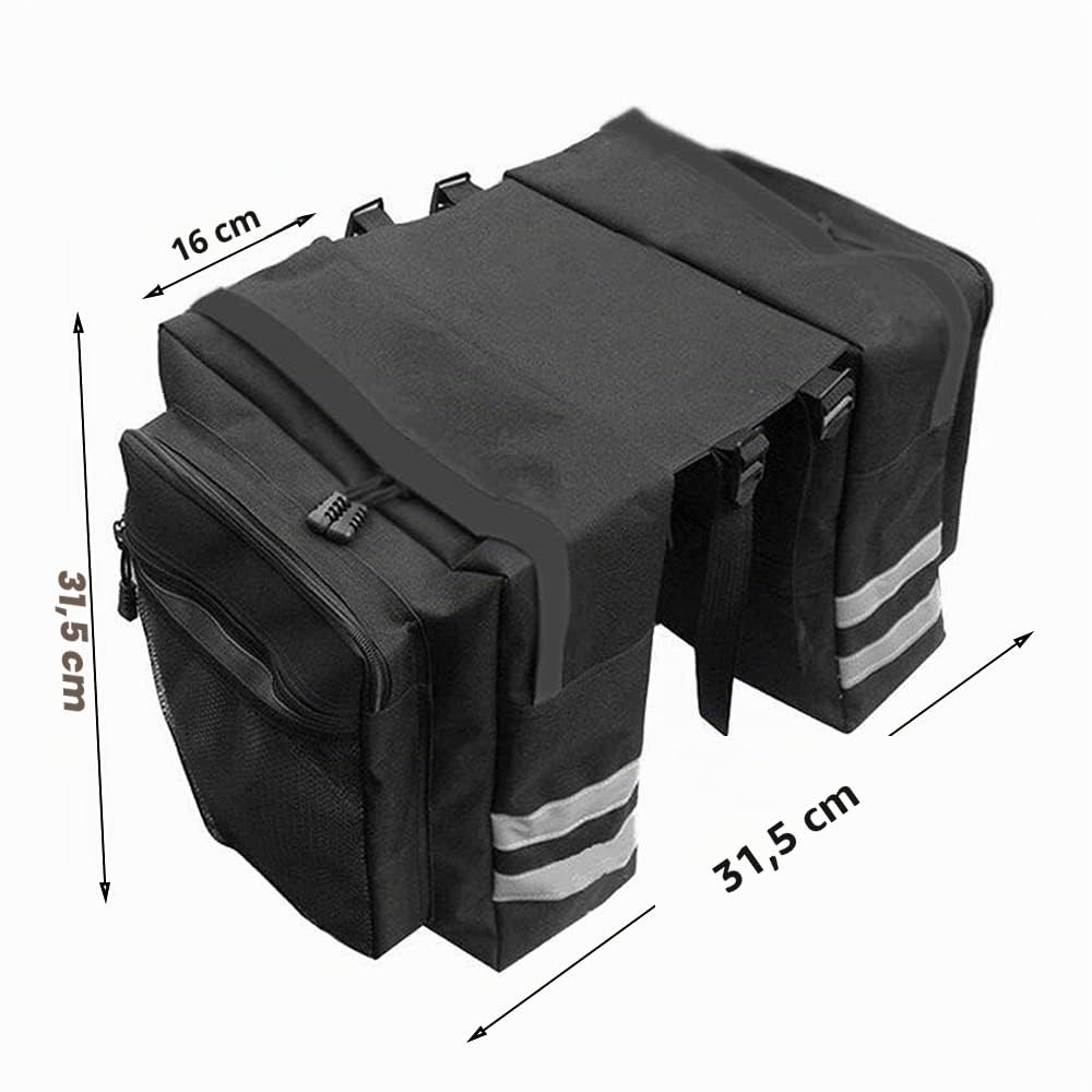 Sac de Vélo, Sac de Vélo Double, Sacoche de Vélo Imperméable, Sac Velo Porte Bagage, Étanche Double Sac Vélo ArriÈRe, pour VTT Outdoor Voyage Cyclisme avec Housse de Pluie, Noir