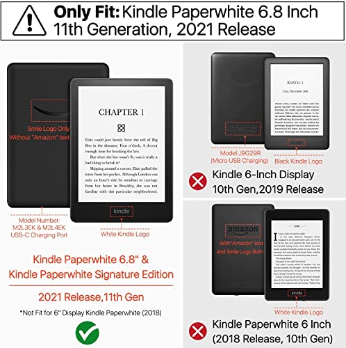 SwooK Classic Printed Magnetic Flip Cover Case for 6.8" Kindle Paperwhite 11 11th Generation 2021 / Kindle Paperwhite Signature Edition Soft Back... - Image 2