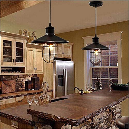 Lámpara industrial lámpara de hierro forjado tipo jaula chandeliers para cocina loft 3