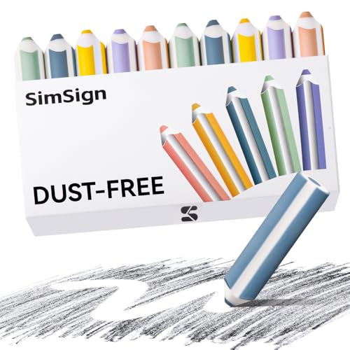 SimSign Bleistiftförmige Radiergummi Staubfreie Radierer Bunte Radiergummis mit Ergonomischem Dreieck-Design Eraser Radiergummi Schule 10 Stück in 5 Farben