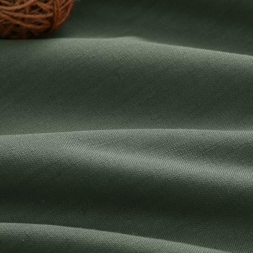 Image of Olive Green 100% Blackout Linen Curtains 63 Inch Length for Bedroom Back Tab Thermal Insulated Modern Farmhouse Decor Black Out Curtain for Living Room Dining Room Rod Pocket Drapes 52x63, 2 Panels