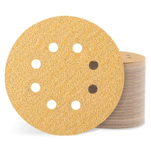 Szarint 100 PCS 320 Grit 5 Inch Sanding Discs, Hook and Loop Gold Round Sandpaper for Random Orbital Sander