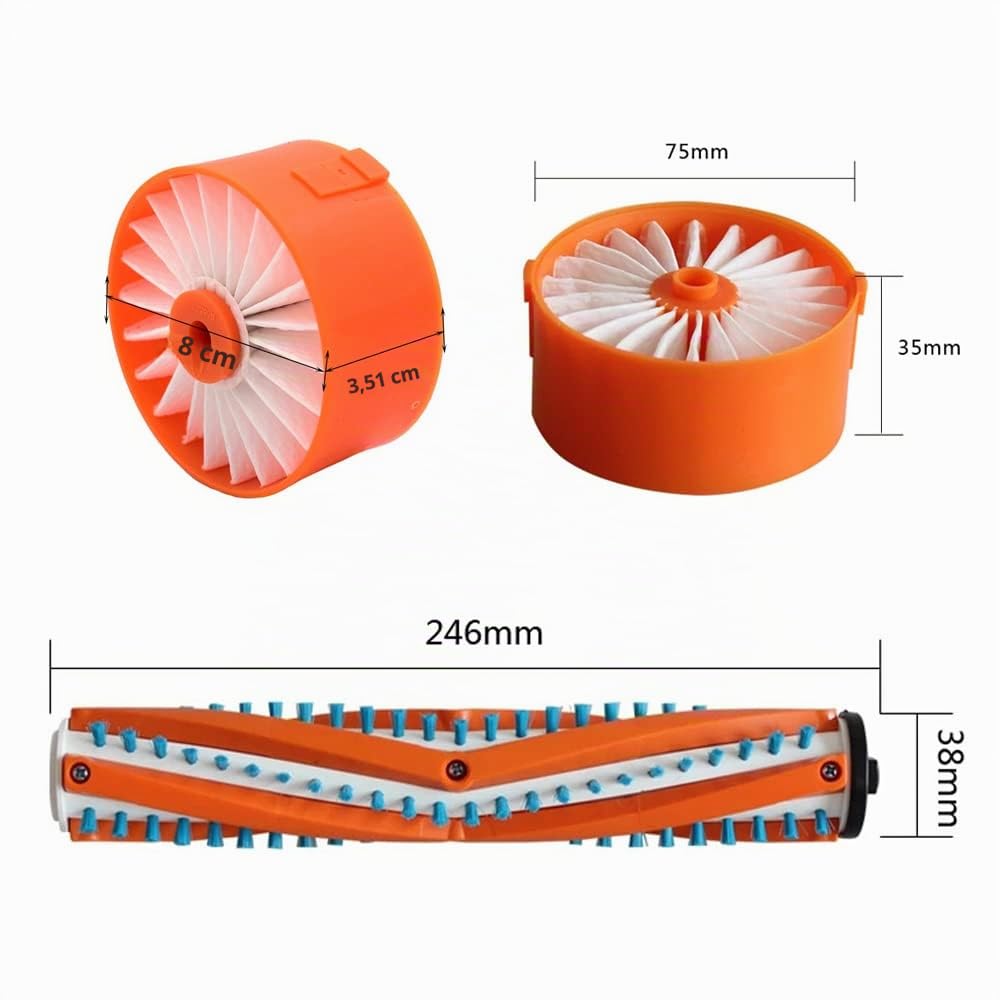 Kit da 4 filtri e spazzola Mian per Black+Decker POWERSERIES Scopa elettrica senza fili BSV2020G.