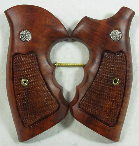 Wood Checkered Grips for S &W Revolvers, K, L Frame, Round Butt, 686-64-65-66, New