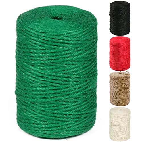 Image of PerkHomy Natural Jute Twine 600 Feet Long Colored Twine Rope for Crafts Gift Wrapping Packing Gardening and Wedding Decor (Green)