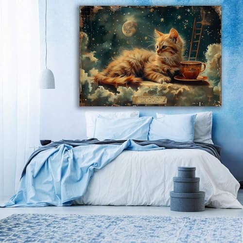 Peintures décoratives café pour chat grand format 70x100cm art mural