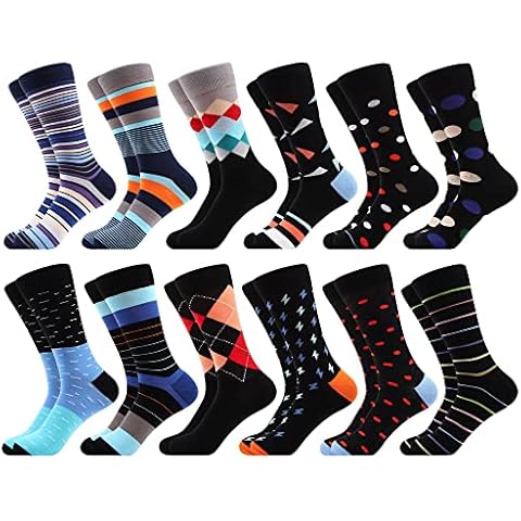 WeciBor Men's Colorful Dress Socks - Fashion Fun Calf Socks - 12 Packs Cover
