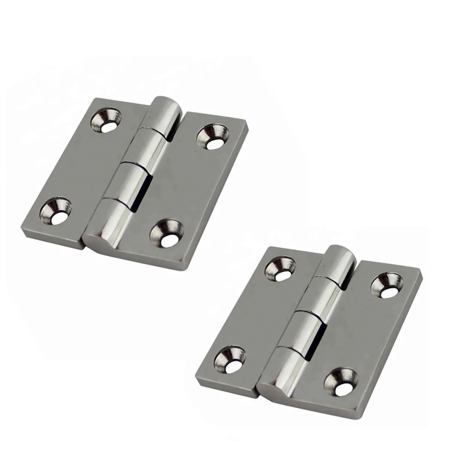 6PCS Hinge with 4 Holes 316 Stainless Steel Butt 38mm 50mm Mirror Polish Heavy Duty Marine Boat Hardware Hinges for Gate(Silver-38mm)