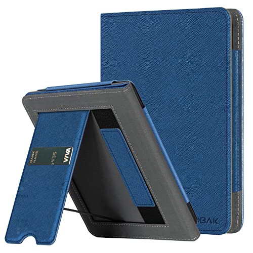 Image of CoBak Case for Ereader - Durable PU Leather Cover with Auto Sleep Wake, Card Slot, Hand Strap Feature - Fits Kindle Paperwhite 11th Generation 6.8 inch Signature Edition 2021 Released,Blue