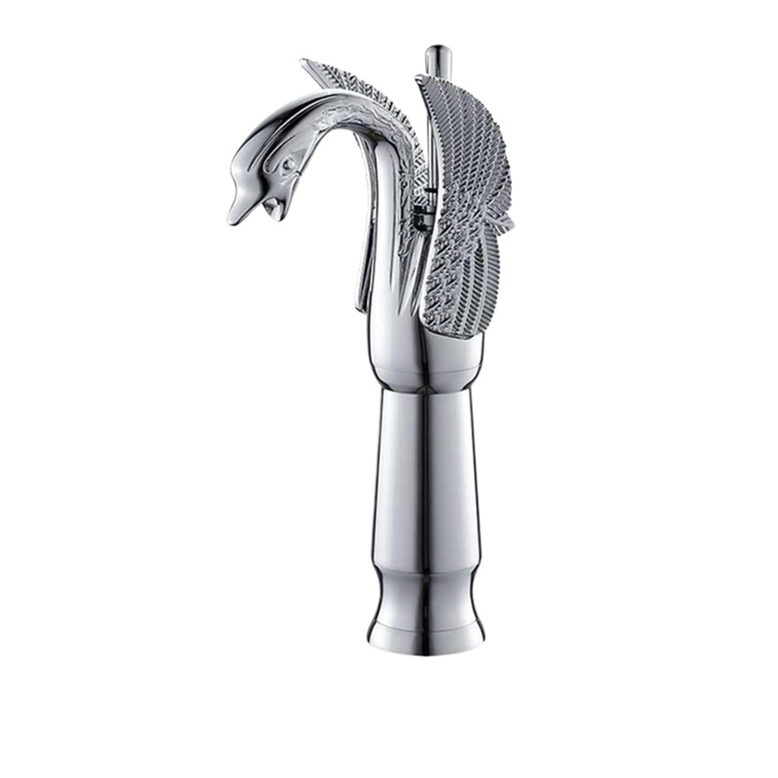 MXXQRHF Kitchen Faucets, Gold swan Shape Brass Bathroom Basin Sink Faucet hot and Cold Water Basin Faucet countertop Mounted Chrome swan Faucet (High Chrome)