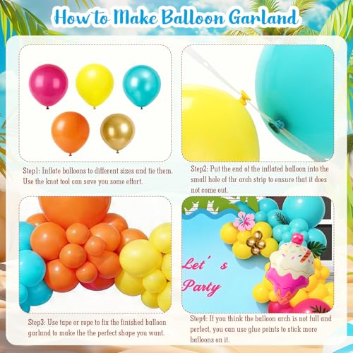 SNLN 135Pcs Hawaiian Tropical Luau Balloon Arch Kit With Palm Tree Pineapple Ice Cream Foil Balloon for Summer Beach Pool Hawaiian Luau Tropical Birthday Baby Shower Party Decorations Supplies by SNLN - Used condition - Image 6