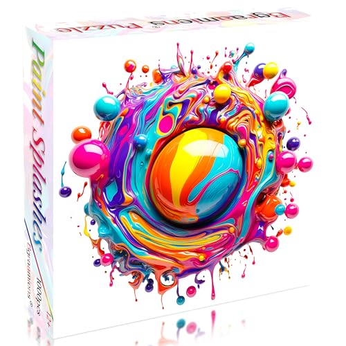 Bgraamiens Paint Splashes - Rompecabezas imposible colorido degradado de 1000 piezas para adultos, desafío difícil miniatura 2