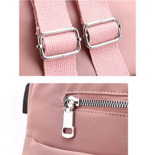 Moda Feminina Lona Mochila Ombro Bolsa Casual Esporte Trabalho Bolsa Sacola - Rosa