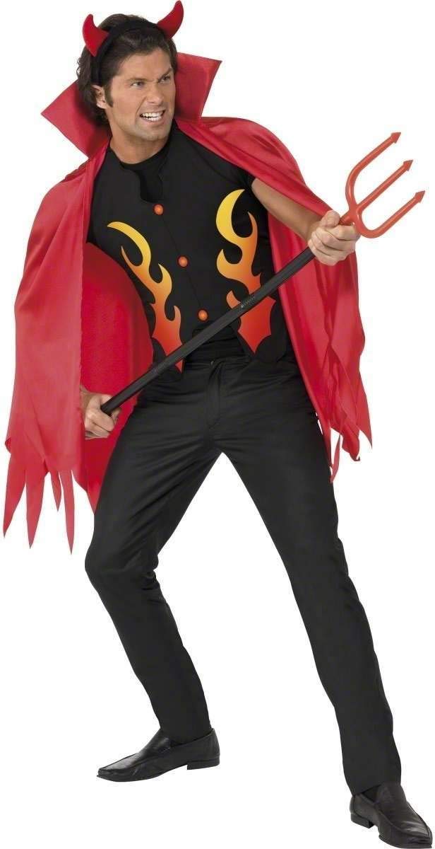 Smiffys Black/Red Demon Devil Costume, And With