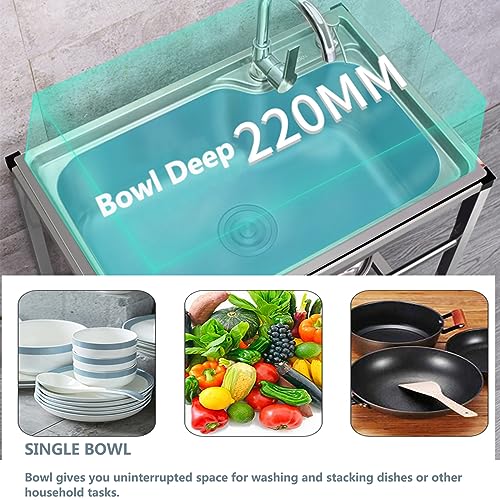 Évier de restaurant commercial en acier inoxydable durable avec rangement - 4