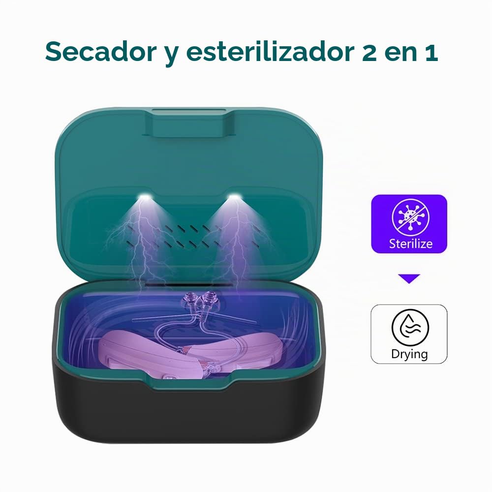 Secador Automático Multifuncional de Audífonos Ultra Violeta C(UVC) Con 2 Temperaturas y 2 Modos de Trabajo Accesorio para el Cuidado de los Audífonos