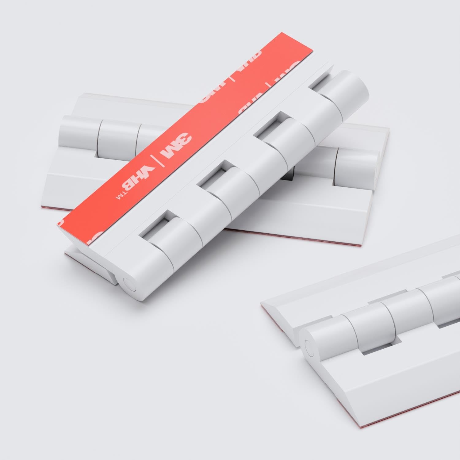 Caterpillar Red White 4X Acrylic Piano Hinges - No Glue Required. Self Adhesive. Plastic 75Mm