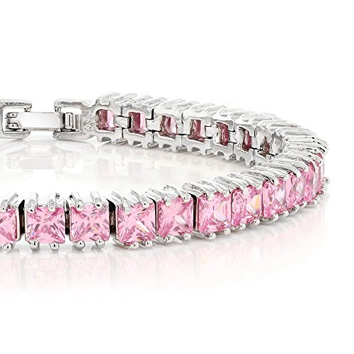 Gem Stone King Princess Cut Cubic Zirconia Classic Tennis Bracelet for Women (15.00 Cttw, 4MM CZ, Size 7 Inch)2