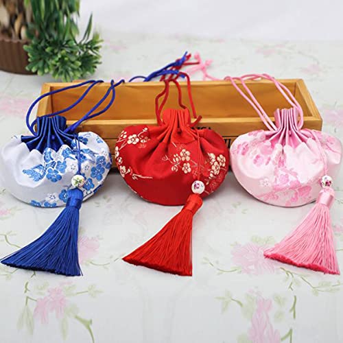 10 Bolsas de Seda Brocado Chinas para Monedas con Cordón miniatura 5