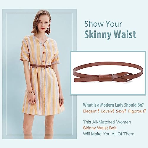 JASGOOD Women PU Leather Skinny Belt for Dress Adjustable Thin Waist Belt for Lady3