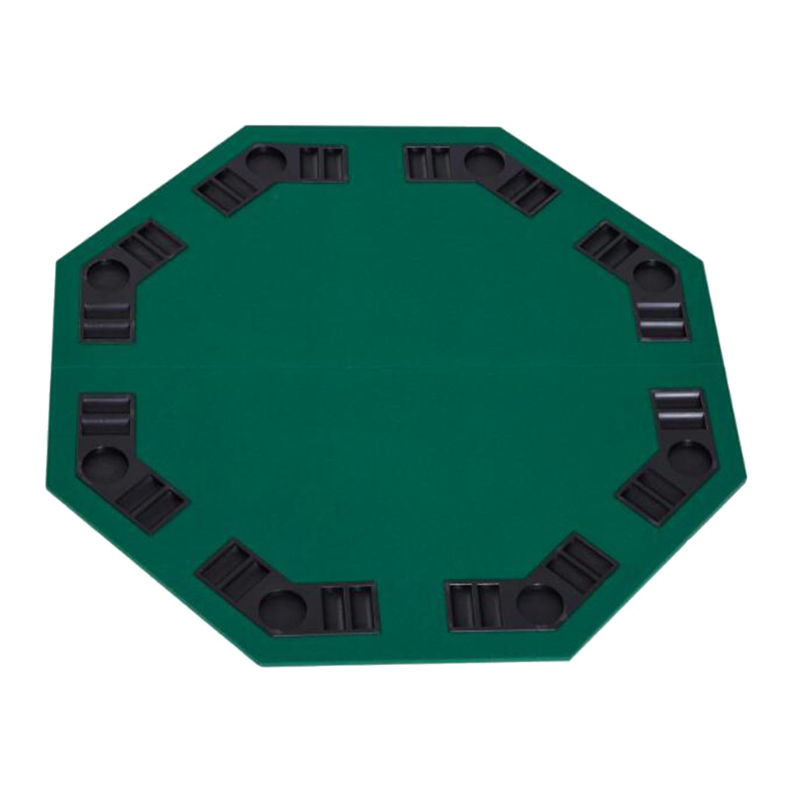 perfeclan Faltbare Pokertischplatte, Texas Hold'em-Tischmatte mit Chip-Schalen & Getränkehaltern, achteckig, professionelles 48-Zoll-Tischlayout aus, 8 Spieler für Versammlungen