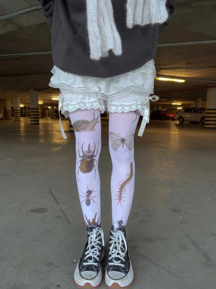 Womens Whimsy Twee Funky Tights Emo Goth Patterned Stockings Whimsical Clothes Y2k Grunge Aesthetic2