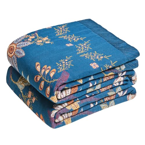 Image of LUTBM Boho Throw Blanket for Couch 50 inchx60 inch, Cotton Decorative Bed Throw