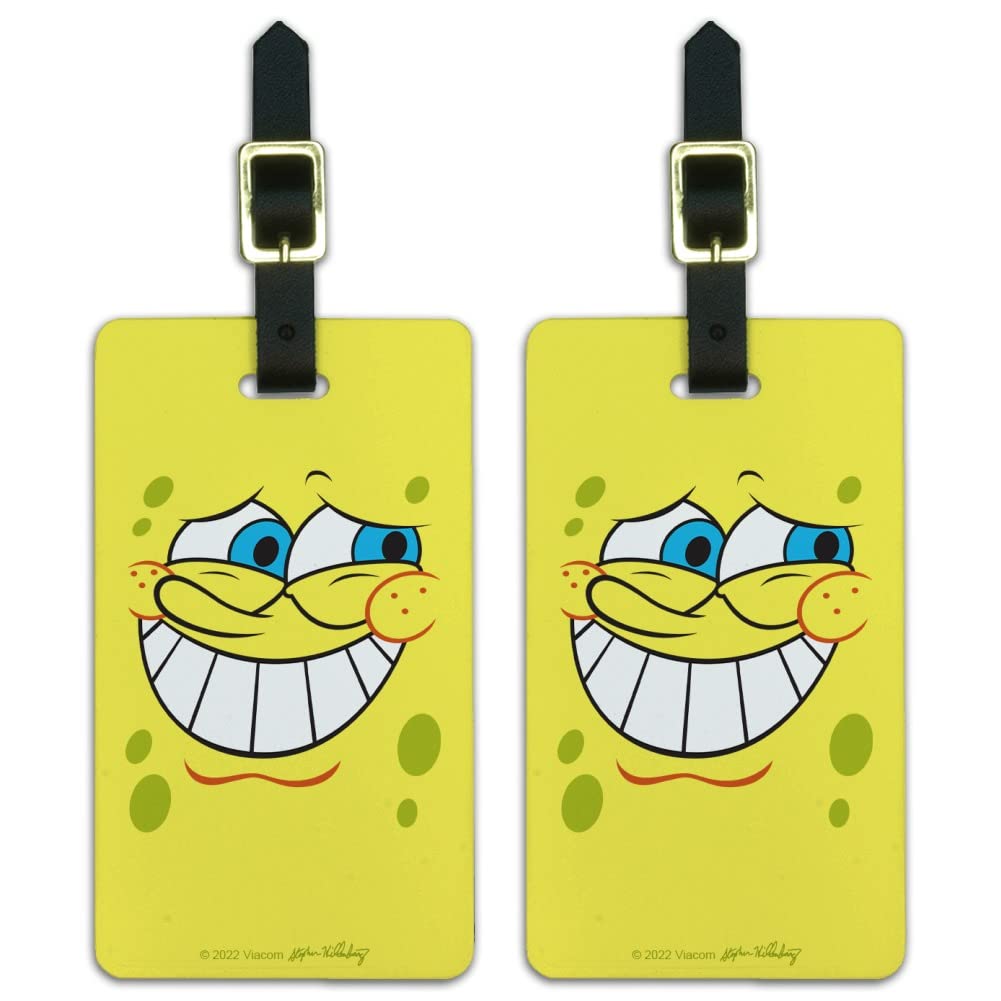 SpongeBob Guilty Face Luggage ID Tags Suitcase Carry-On Cards - Set of 2