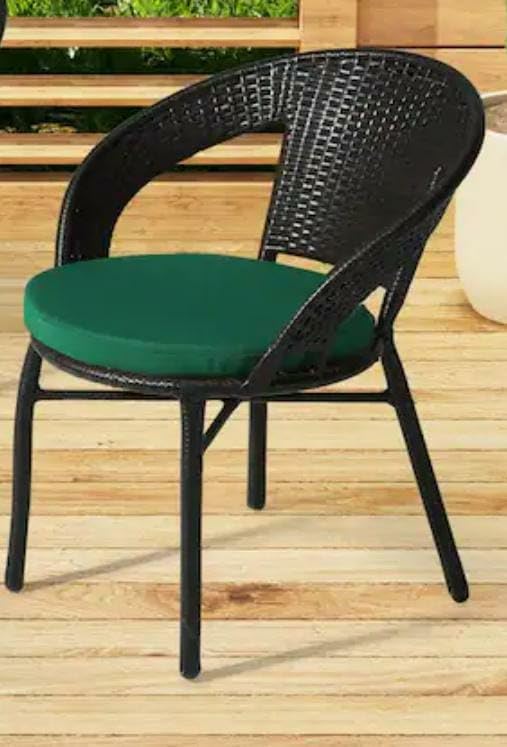 Image of PRATHAM India 2+1 Outdoor Indoor Patio Set Bistro Set Rattan Set Lawn Balcony Hall Outdoor Garden Chair Table Set (Black & Green)