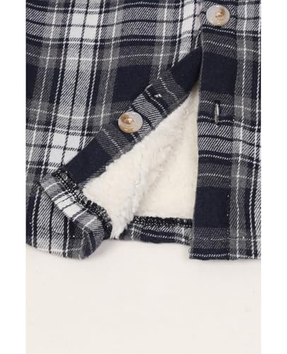 Image of ZENTHACE Boys Sherpa Fleece Lined Flannel Plaid Button Down Shirt Jacket,Hooded Flannel Shirt with Hand Pockets