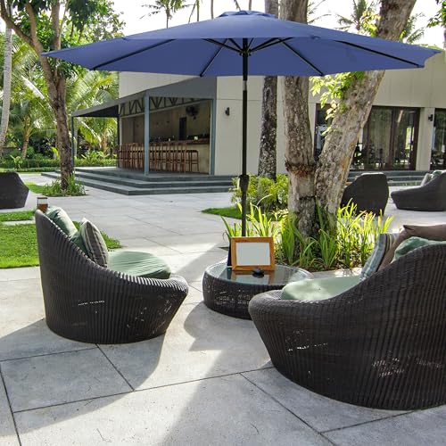 Image of NUU GARDEN 10 ft Outdoor Aluminum Patio Umbrella, Outdoor Table Umbrella with 8 Sturdy Ribs Patio Umbrella with Push Button Tilt and Crank