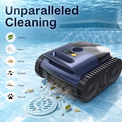Image of (2026 Upgrade) Cordless Robotic Pool Cleaner, 180 Mins Runtime Robotic Pool Vacuum for Inground Pools, Wall & Waterline Automatic Pool Vacuum, Sonar Navigation, Brushless Motor, Pool Up to 2150 Sq.ft