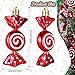 Threan 12 Pcs Christmas Candy Ornaments for Tree Decoration Hanging Glitter Candy Cane Christmas Peppermint Ornament with Golden Rope for Xmas Holiday Decoration(Red,Plastic)