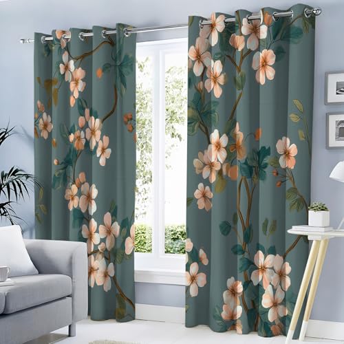 Tenture opaque haut de gamme aux illustrations florales et finition œillets - 2