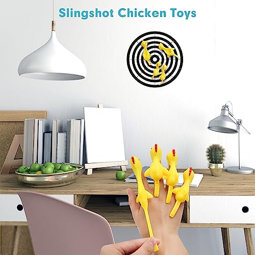 16 Pieces Rubber Chicken Slingshot Rubber Chickens Flying Chicken Slingshot Flicken Chicken Game Finger Slingshot Chicke - Additional View