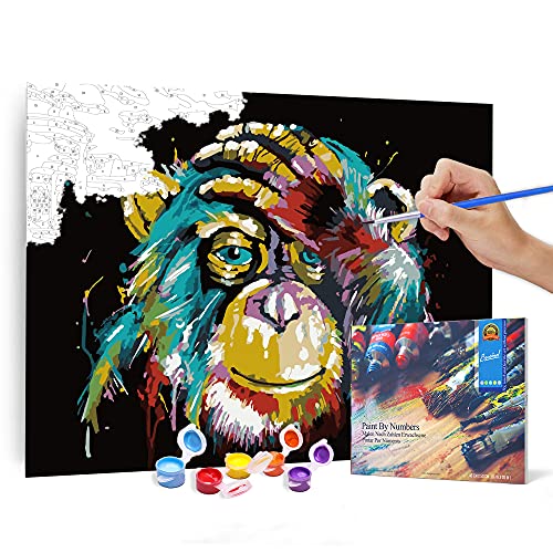 Bougimal Malen Nach Zahlen Erwachsene Tiere ohne Rahmen inklusive Pinsel und Acrylfarben - 40 x 50 cm, AFFE