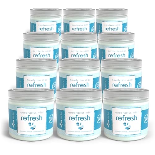Image of Wipex Odor Eliminator for Home - Eucalyptus & Mint Odor Absorber, 15 Oz Gel Jar, Long-Lasting Freshness, Ideal for Rooms, Offices, and Yoga Studios, Effective Odor Eliminator, 12pk